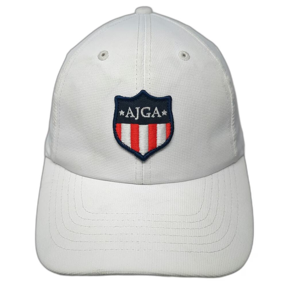 Imperial Baseball Cap White One Size AJGA Shield Logo Golf Strapback Patch Hat